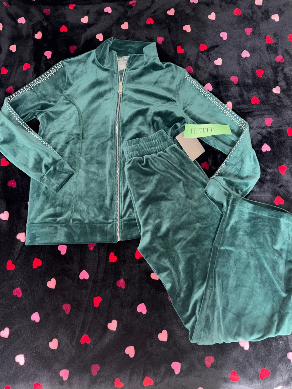 Lark + Grey Teal Velour Two Piece Set